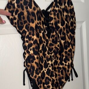 Bar III Leopard Print One Piece Swimsuit